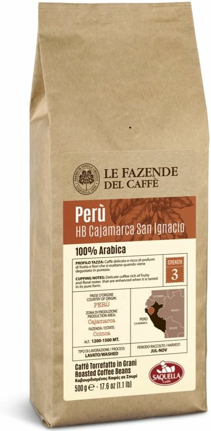 Saquella Peru HB Cajamarca San Ignacio 500 G Coffee Beans 1 Saquella Peru HB Cajamarca San Ignacio 500 G Coffee Beans