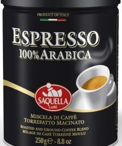 Ground Coffee For Moka Pots Saquella Espresso 100 % Arabica 250 G Ground Coffee