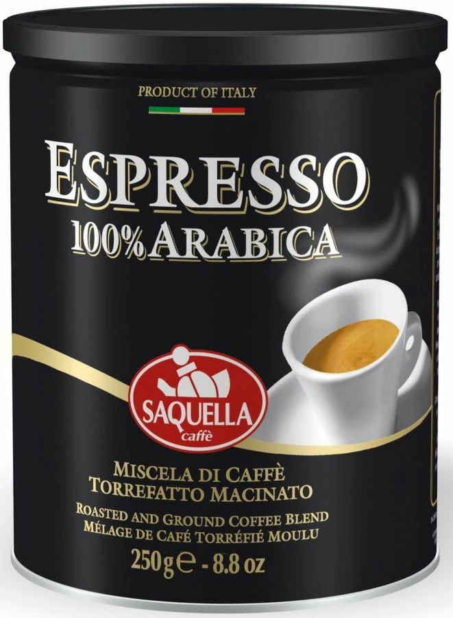 Ground Coffee For Moka Pots Saquella Espresso 100 % Arabica 250 G Ground Coffee 1 Ground Coffee For Moka Pots Saquella Espresso 100 % Arabica 250 G Ground Coffee