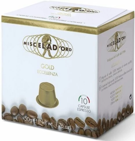 Miscela D'Oro Gold Nespresso Compatible Coffee Capsules 10 Pcs 1 Miscela D'Oro Gold Nespresso Compatible Coffee Capsules 10 Pcs
