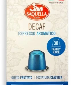 E.S.E. Espresso Pods Saquella NEW Espresso Decaf Nespresso-Compatible Decaf Coffee Capsules 30 Pcs