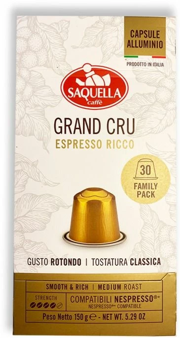 Nespresso Compatible Coffee Capsules Saquella NEW Grand Cru Nespresso-Compatible Coffee Capsules 30 Pcs 1 Nespresso Compatible Coffee Capsules Saquella NEW Grand Cru Nespresso-Compatible Coffee Capsules 30 Pcs