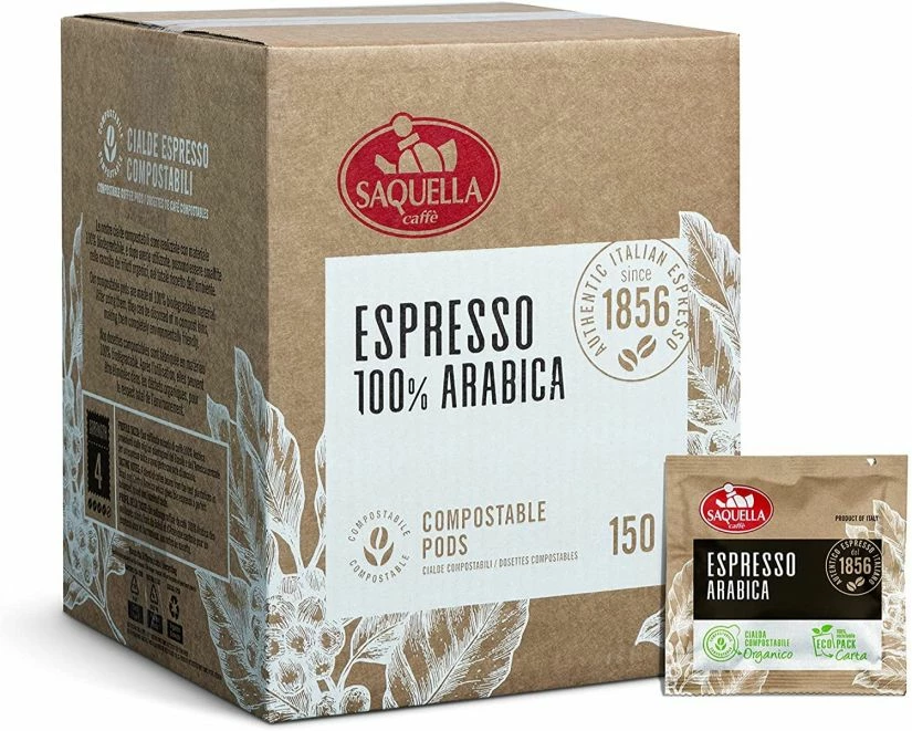 E.S.E. Espresso Pods Saquella Espresso 100 % Arabica Espresso Pods 150 Pcs 1 E.S.E. Espresso Pods Saquella Espresso 100 % Arabica Espresso Pods 150 Pcs
