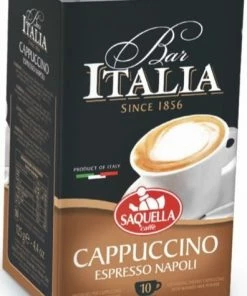 Natural Instant Coffee Saquella Bar Italia Cappuccino Instant Coffee, 10 Bags